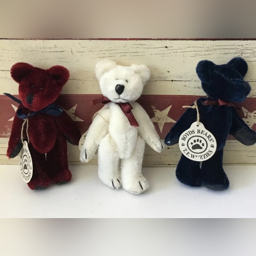 Patriotic Boyds Bears 2.5" Wuzzies Bears Red White Blue